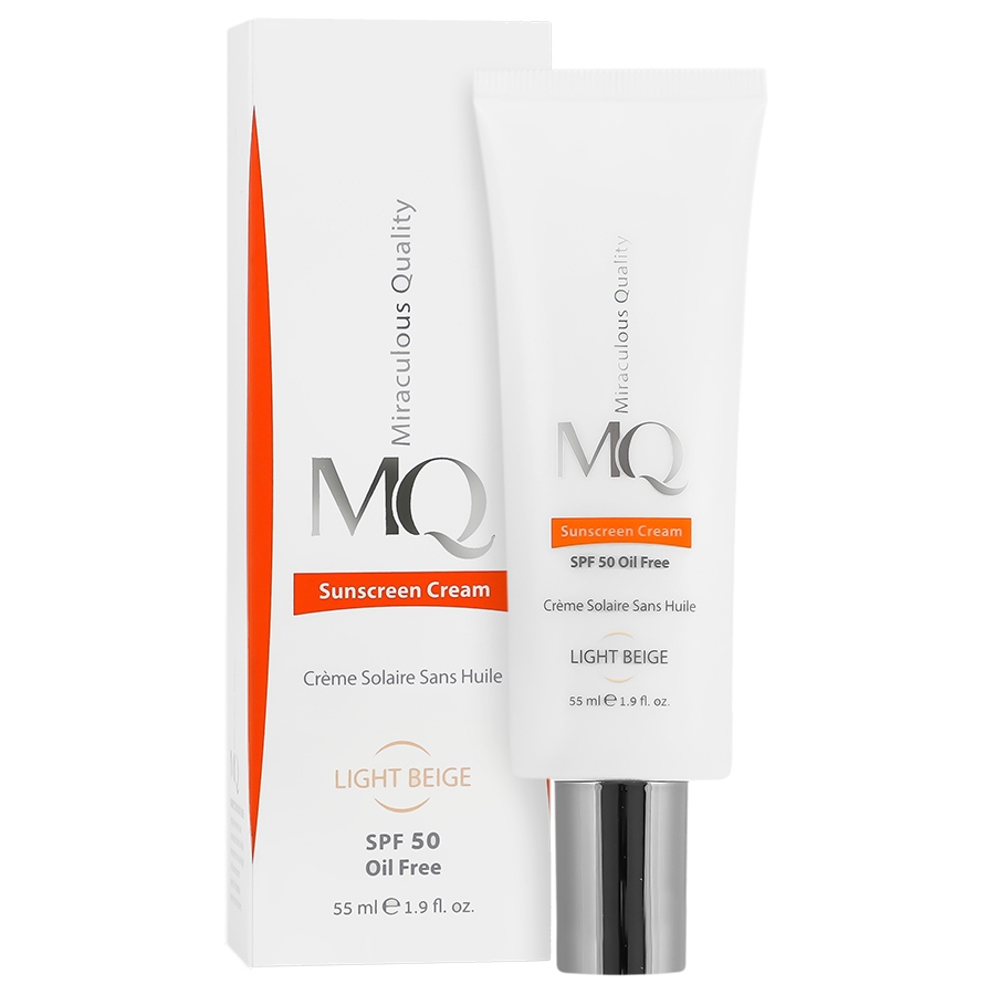 کرم ضد آفتاب فاقد چربی SPF50 ام کیو بژ روشن